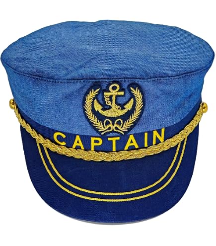 Amazon.com: Deluxe Men's Captain Skipper Yacht Hat, Sizes 57-60 CM
